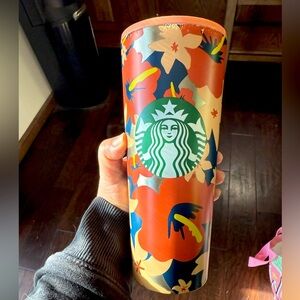 Starbucks Bold Floral Tumbler with Red and Cream